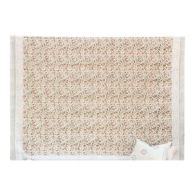 Desert Birdsong, Hand Blockprint Cotton Coverlet