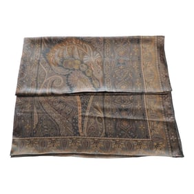 Large Square Blue and Brown Satin Paisley Square Table Topper