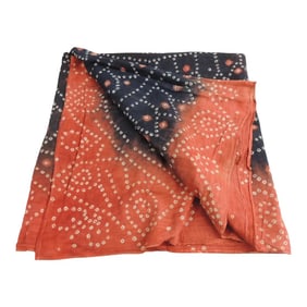 Orange & Black Tie Dye Asian Fabric Panel or Cloth Aka Shibori