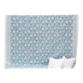 Sunrise Bloom, Hand Blockprint Cotton Coverlet