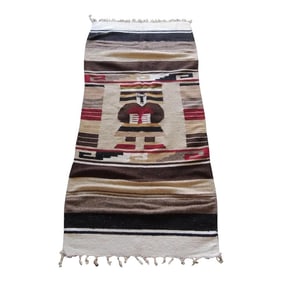 Vintage Woven Peruvian Throw with Fringes
