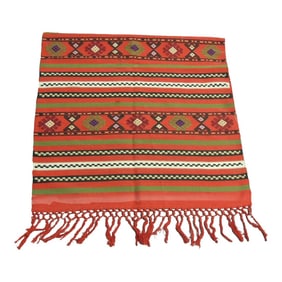 Vintage Green & Red Woven Turkish Textile Fragment