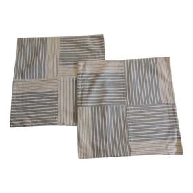 Dark & Light Blue Stripes Designer's Fabric Square Pillow Covers - Set of 2