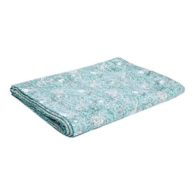 Aqua Garden Indian Block Printed Blanket