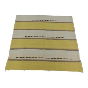 Vintage Large Yellow & Brown Sheer Woven Moroccan Textile