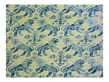 Vintage Mariano Fortuny Fabric Draperies Famed Sister Parrish Library-Fabric "Richelieu' Pattern Blu
