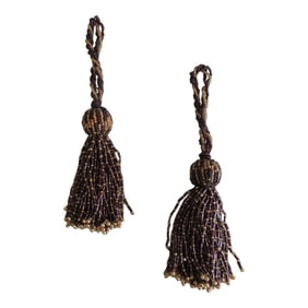 Gold & Brown Glass Beads Small Key Tassels - Set of 2