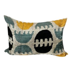 Turkish Modern Multicolor Velvet Silk Ikat Pillow Cover