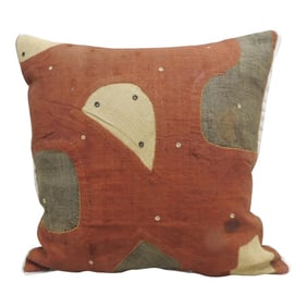 Applique Raffia Brown and Rust Kuba Decorative Pillows Matisse Style