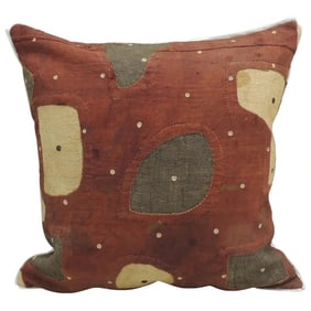 Applique Raffia Brown and Rust Kuba Decorative Pillows Matisse Style