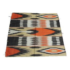 Orange & Black Silk Ikat Fragment