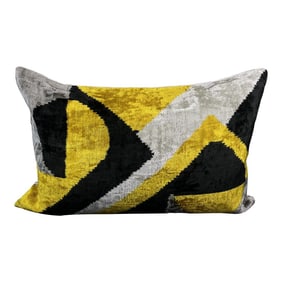 Yellow Velvet Ikat Pillow Cover