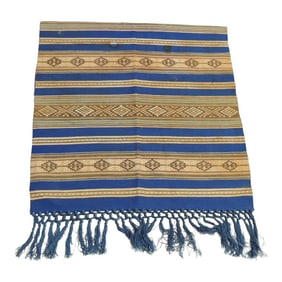 Vintage Blue & Brown Stripes Turkish Woven Textile
