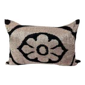 Turkish Modern Pink Silk Velvet Ikat Pillow Cover