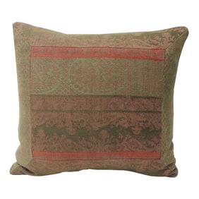 19th Century Antique Woven Red Kashmir Paisley Square Decorative Pillow