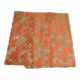 Antique Orange & Silver French Woven Textile Panel