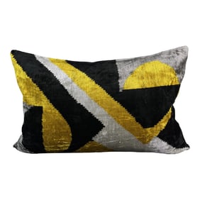Yellow Velvet Ikat Pillow Cover