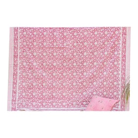 Rajastan Rose Garden, Hand Blockprint Cotton Coverlet