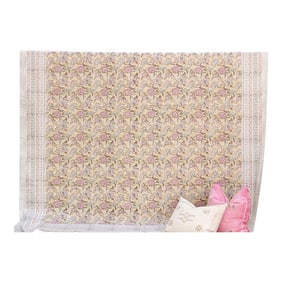 Amber Blossom, Hand Blockprint Cotton Coverlet