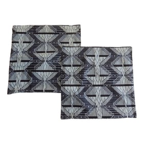 African Indigo & Sky Blue Waxed Cotton Square Pillow Covers - Set of 2