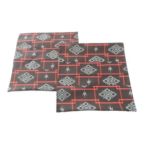 Red & Black Cotton Ikat Pattern Woven Bolster Pillows Covers - Set of 2