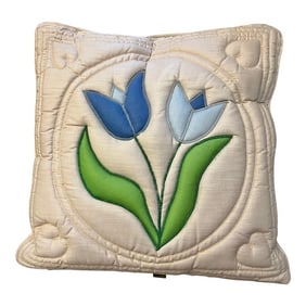 Mid Century Vintage Quilted Flower Pillow