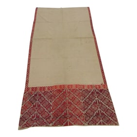 Antique Red Embroidered "Phulkari" Sheer Textile Panel