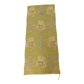 Antique Gold & Silver Silk With Silver Embroidered Metallic Threads Textile Panel