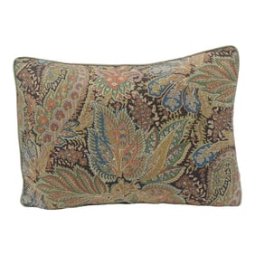 Green & Orange Designers Fabric Paisley Pattern Woven Bolster Pillow