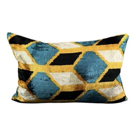 Blue Velvet Ikat Pillow Cover