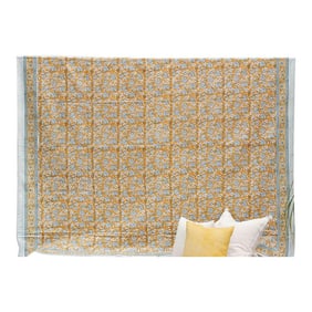Bold Goldenrod, Hand Blockprint Cotton Coverlet