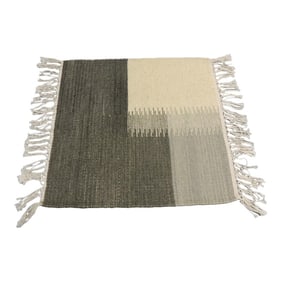 Modern Style Small Kilim Rug With Fringes