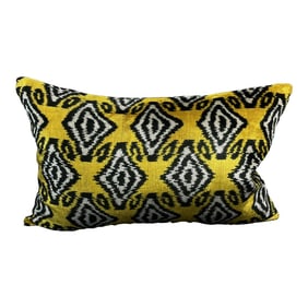 Yellow Velvet Ikat Pillow Cover