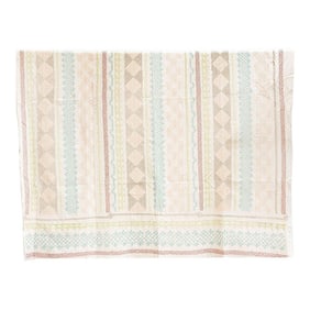 Pastel Geometric Hand-Stitched Cotton Kantha Bedcover