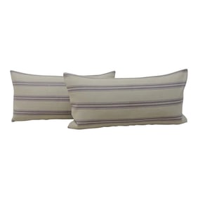 Modern Lavender and Natural Long Bolster Decorative Pillows - A Pair