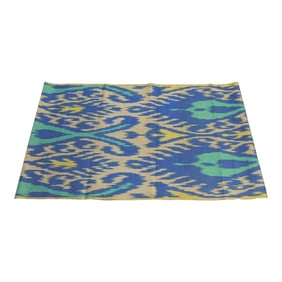 Aqua & Blue Silk Ikat Textile Panel