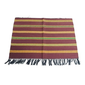 Vintage Burgundy & Green Woven Stripes Textile Fragment