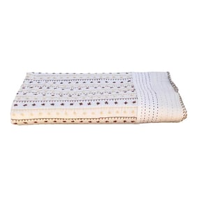 Summer White Quilted Cotton Kantha Bedcover