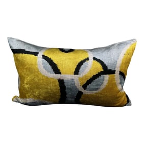 Yellow Velvet Ikat Pillow Cover