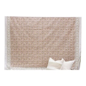 Spice Route Blossom, Hand Blockprint Cotton Coverlet