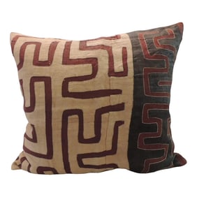Large Square Floor African Pillow in Black and Burnt Orange #2