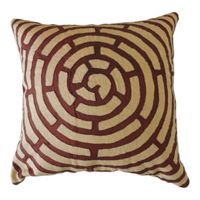 Large Tan & Rust Rare Swirl Pattern African Floor Decorative Pillow