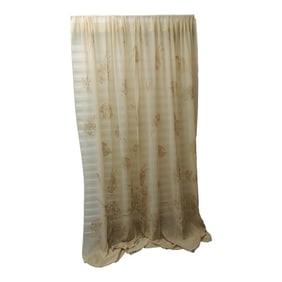Sheer Embroidered Ecru Color Curtain Panel