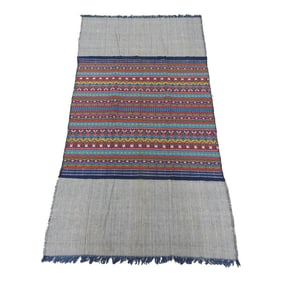 Vintage Blue & Red Woven Artisanal Textile From Guatemala