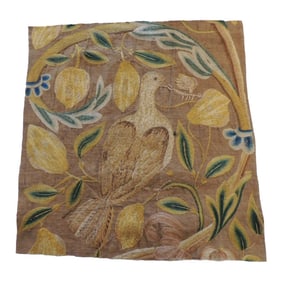 Large Antique Venetian Embroidered Floral Fragment #6