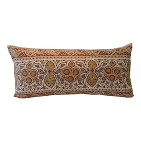 Vintage Brown and Yellow Paisley Decorative Long Bolster Pillow.