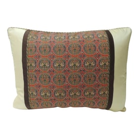 Brocade with Circular Design of Tigers and Phoenixes Bolster Decorative Pillow