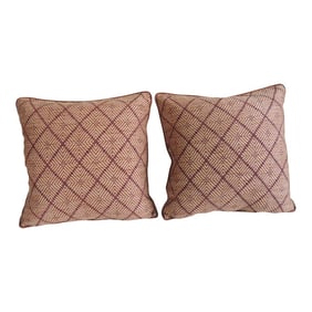 Vintage Brown Woven African Square Decorative Pillows - Set of 2