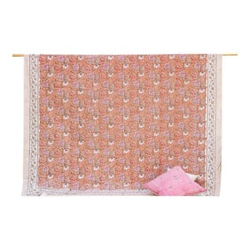 Spice Blossom, Hand Blockprint Cotton Coverlet