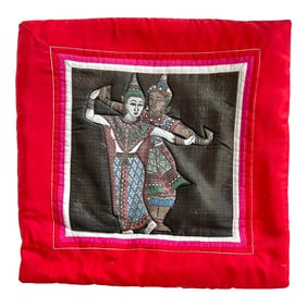 Vintage Red Asian/Thai Style Pillow Cover